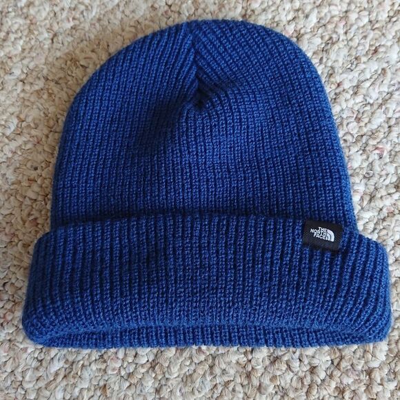 The North Face Blue Knit Logo Cuffed Beanie for youth - Picture 1 of 9